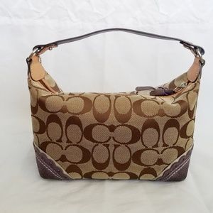 Coach signature brown canvas/suede purse